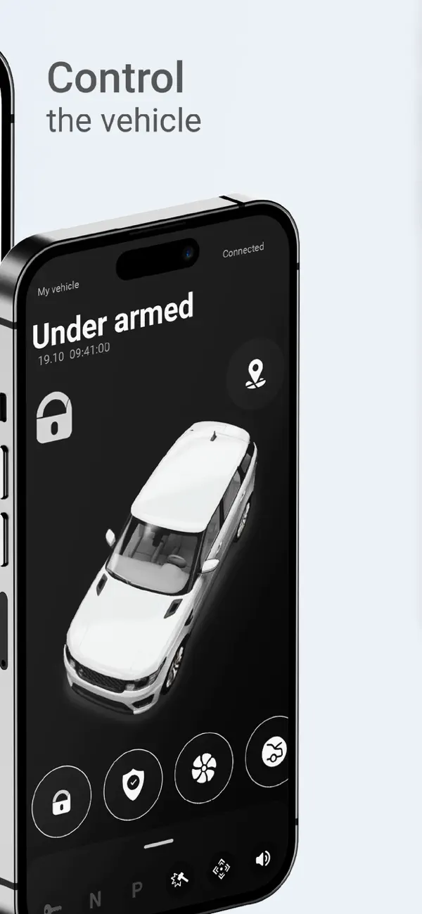 Dunkle Pandora Online Fahrzeugansicht mit Steuerungsfunktionen